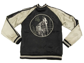 花旅楽団 スカジャン SSJ-002 白拍子 髑髏 リバーシブル SSJ-002 白拍子髑髏柄刺繍リバーシブルスカジャン - スカジャン